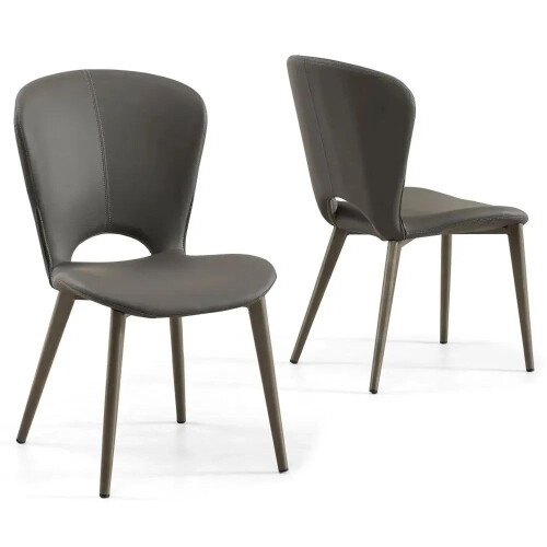 (Dark Grey, 2 x Chairs) Alto Leather Dining Chair 2