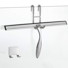 Simtive 14-tums dusch Squeegee Set Inkluderar duschdrrkrok och sjlvhftande krokpress fr duschdrrar spegel och fnster silver