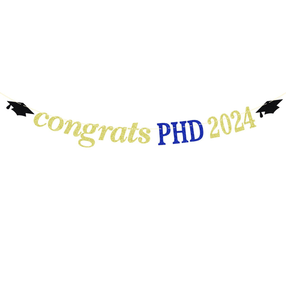 Striscione Dorato Glitterato Con Scritta "Congrats Phd 2023", Decorazioni Per Lauree, Congratulazioni, Dottorato Di Laurea, Decorazioni Per Feste Di Laurea-image