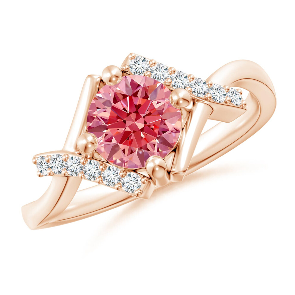 (L 1/2, 14ct Rose Gold) Angara Solitaire Lab-Grown Fancy Intense Pink Diamond Bypass Promise Ring with Accents for Women-image-OPC-PGHMNYP-NEW