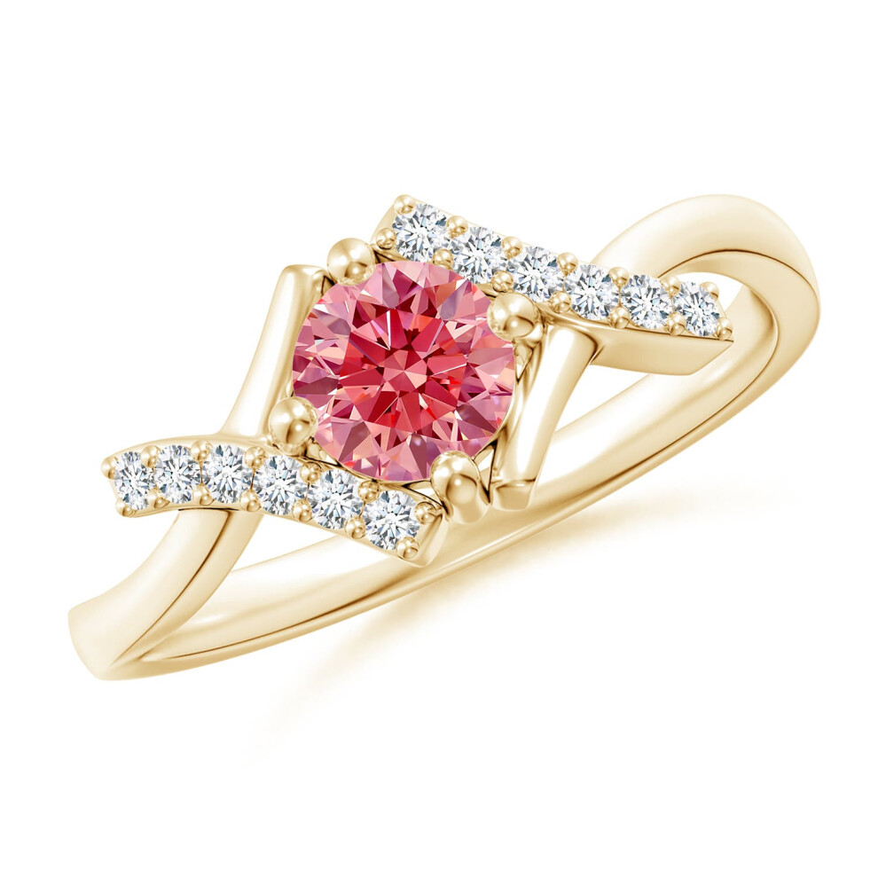 (L 1/2, 9ct Yellow Gold) Angara Solitaire Lab-Grown Fancy Intense Pink Diamond Bypass Promise Ring with Accents for Women-image-OPC-PGHMP8Q-NEW