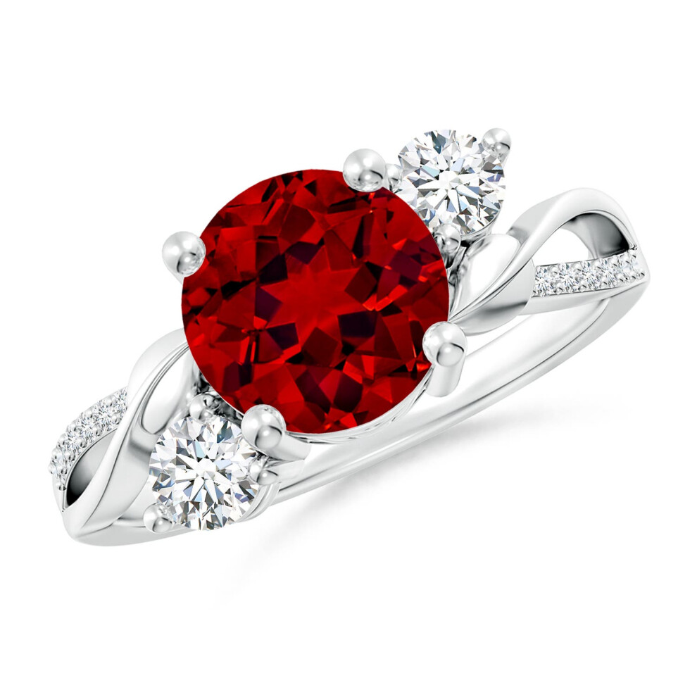 (R 1/2, 14ct White Gold) Angara Lab-Grown Ruby and Lab Diamond Twisted Vine Ring for Women-image-OPC-PGHMR6M-NEW