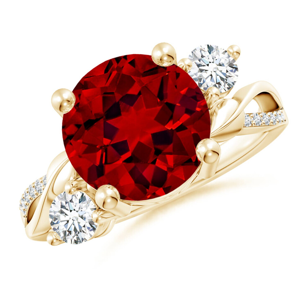 (L 1/2, 14ct Yellow Gold) Angara Lab-Grown Ruby and Lab Diamond Twisted Vine Ring for Women-image-OPC-PGHMR9Y-NEW