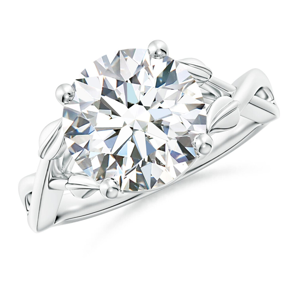 (J 1/2, 14ct White Gold) Angara Lab-Grown Nature Inspired Diamond Crossover Ring with Leaf Motifs for Women-image-OPC-PGHMRVF-NEW