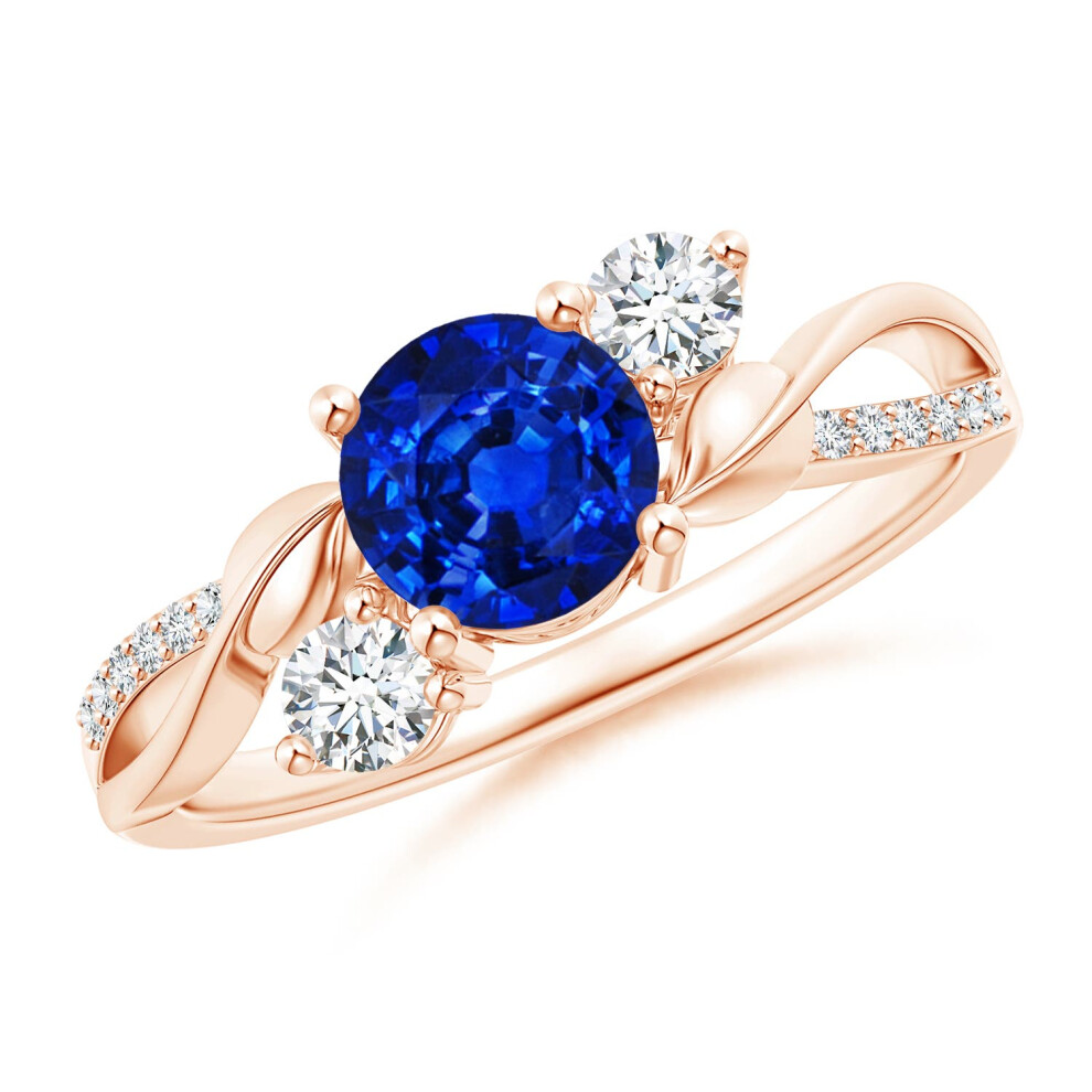 (M 1/2, 14ct Rose Gold) Angara Lab-Grown Sapphire and Lab Diamond Twisted Vine Ring for Women-image-OPC-PGHMW6S-NEW