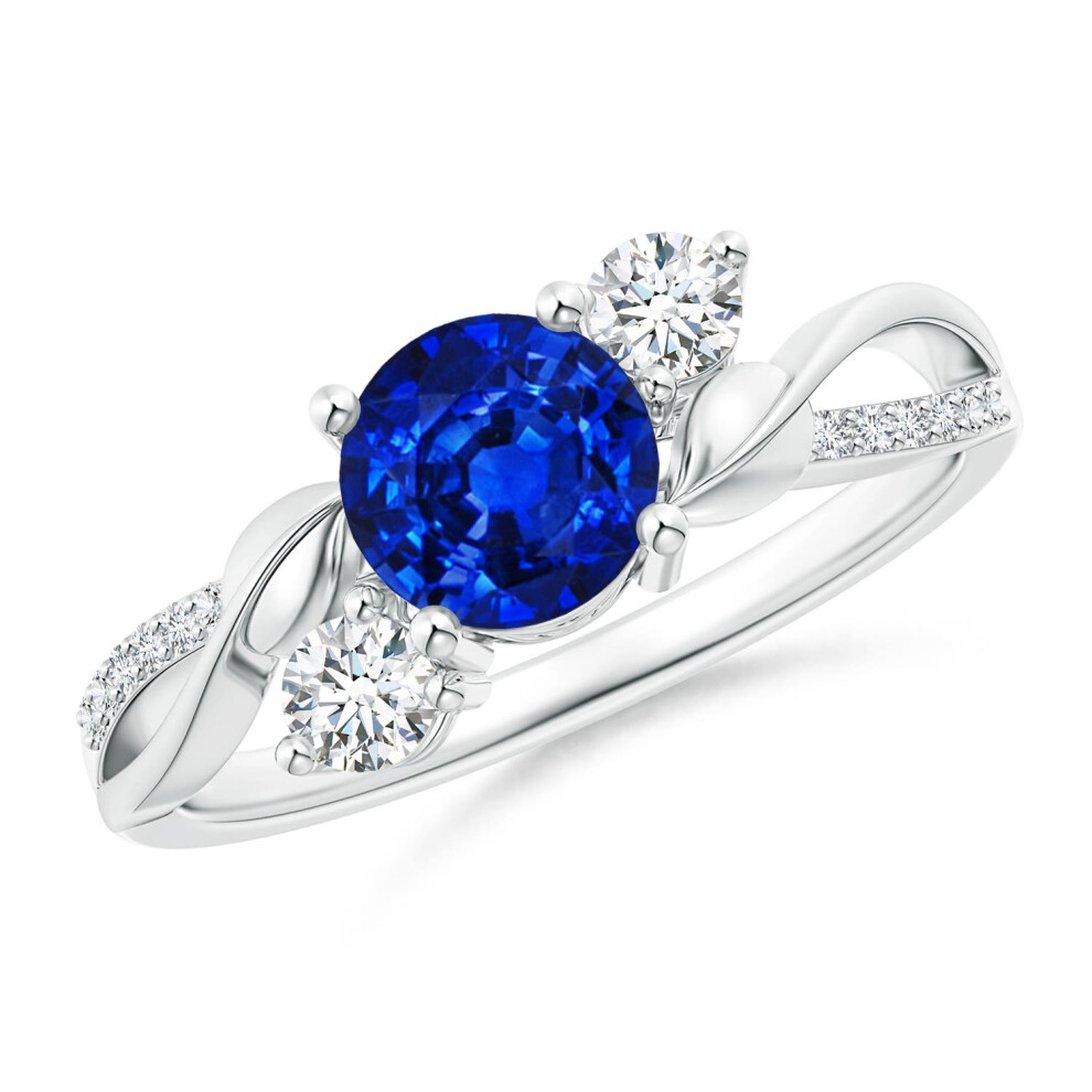 (M 1/2, 9ct White Gold) Angara Lab-Grown Sapphire and Lab Diamond Twisted Vine Ring for Women-image-OPC-PGHMWGP-NEW