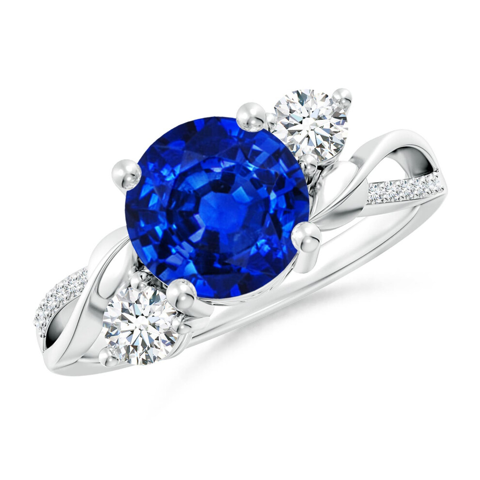 (L 1/2, 9ct White Gold) Angara Lab-Grown Sapphire and Lab Diamond Twisted Vine Ring for Women-image-OPC-PGHMWHJ-NEW
