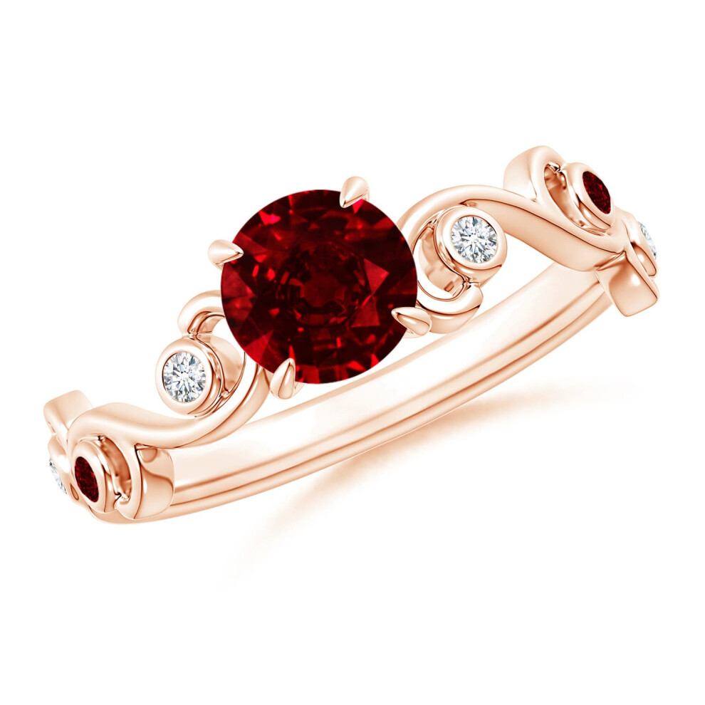 (L 1/2, 9ct Rose Gold) Angara Lab-Grown Ruby and Diamond Ivy Scroll Ring for Women-image-OPC-PGHN56Z-NEW