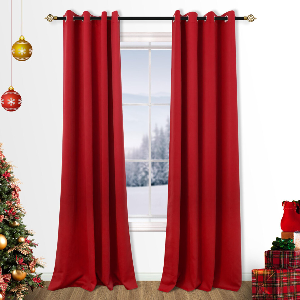 Rideaux rouges Mrs. Naturall pour chambre     coucher, longueur 213 cm, lot de 2 panneaux, occultants,    illets, rideaux de luxe pour salon, couleur