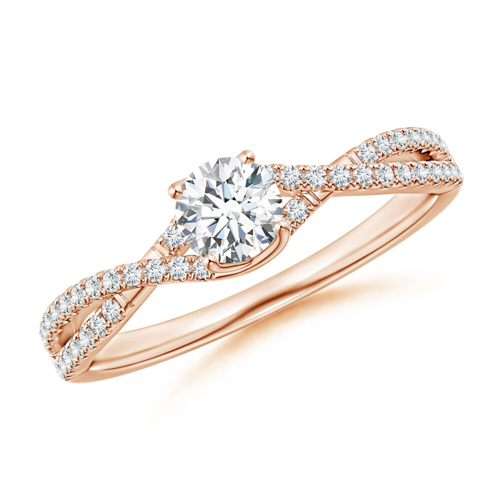 (S 1/2, 14ct Rose Gold) Angara Lab-Grown-Twist Shank Solitaire Round Diamond Engagement Ring for Women-image-OPC-PGHN6RV-NEW