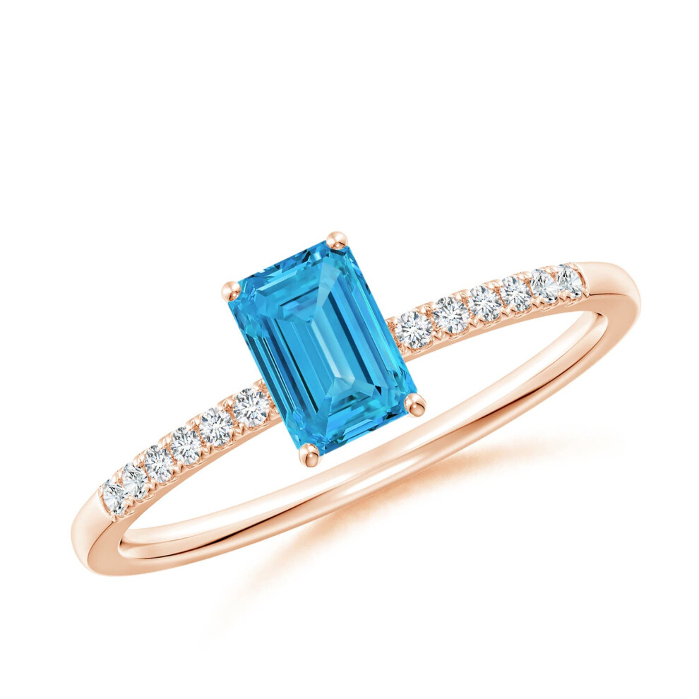 (R 1/2, 9ct Rose Gold) Angara Emerald-Cut Lab-Grown Fancy Intense Blue Diamond Engagement Ring for Women-image-OPC-PGHN86R-NEW