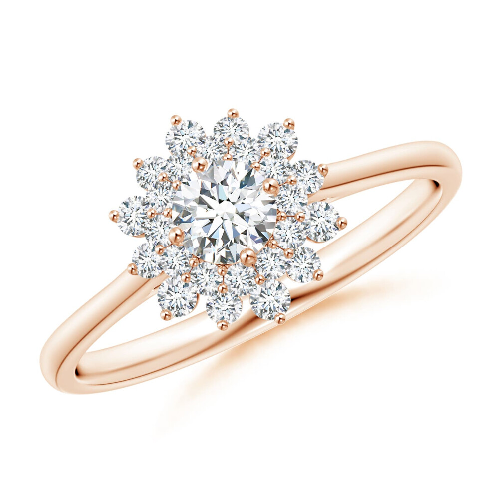(K 1/2, 14ct Rose Gold) Angara Lab-Grown-Classic Double Floral Halo Diamond Ring for Women-image-OPC-PGHNBFP-NEW