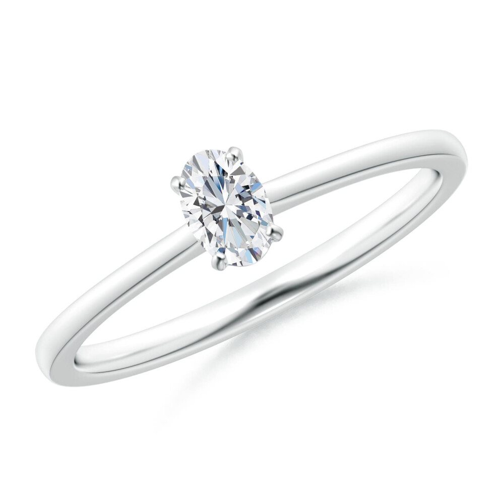 (P 1/2, 9ct White Gold) Angara Lab-Grown-Oval Diamond Solitaire Engagement Ring for Women-image-OPC-PGHNCFF-NEW