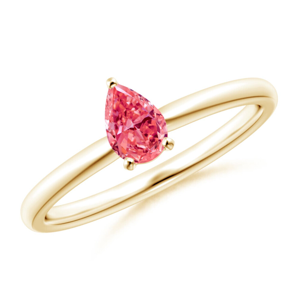 (Q 1/2, 14ct Yellow Gold) Angara Solitaire Pear-Shaped Lab-Grown Fancy Intense Pink Diamond Engagement Ring for Women-image-OPC-PGHNCPT-NEW