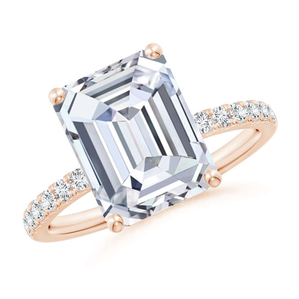 (M 1/2, 9ct Rose Gold) Angara Lab-Grown Emerald-Cut Diamond Engagement Ring with Lab Diamond Accents for Women-image-OPC-PGHNHNZ-NEW