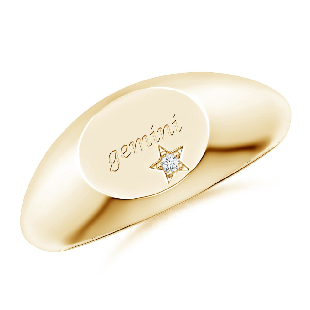(L 1/2, 9ct Yellow Gold) Angara Lab-Grown-Diamond Gemini Engraved Signet Ring for Women-image-OPC-PGHNPFY-NEW