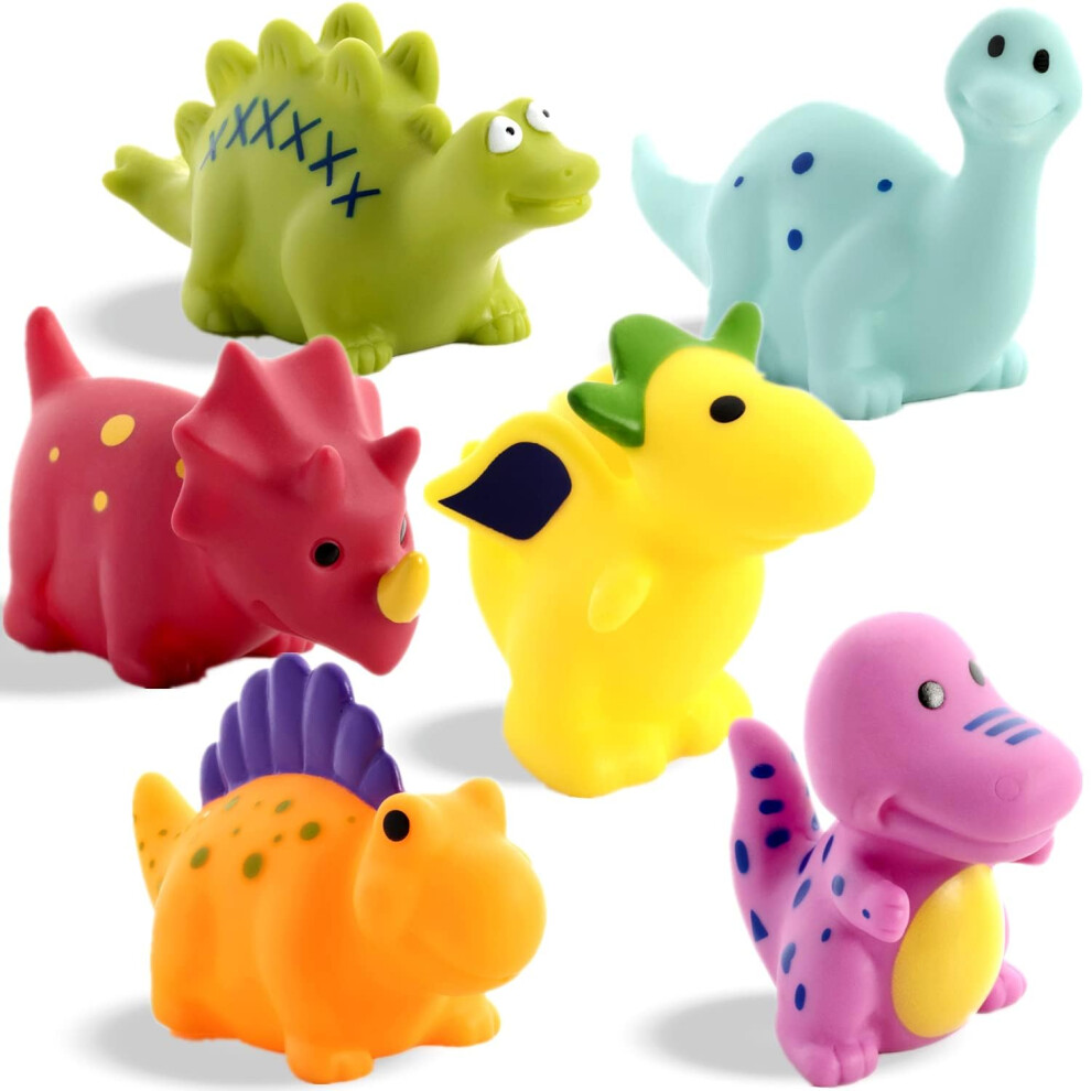 XY-WQ Bath Toys No Hole for Infants 6-12& Toddlers 1-3 No Hole Bathtub Toys Dinosaur 6 Pcs with Mesh Bag