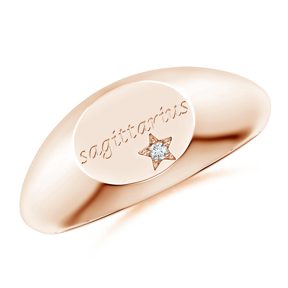 (O 1/2, 14ct Rose Gold) Angara Lab-Grown-Diamond Sagittarius Engraved Signet Ring for Women-image-OPC-PGHNPYB-NEW