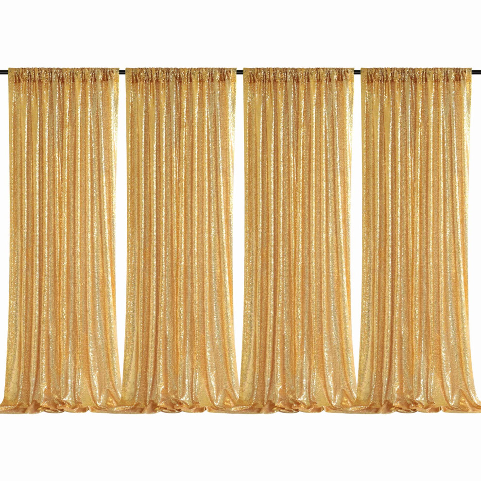 Bcool Sequin Backdrop Curtain Curtains 4 Panels 2Ftx8ft Glitter Shimmer Fabric Sparkly Drapes For Background Wedding Banqu Gold 768553148739