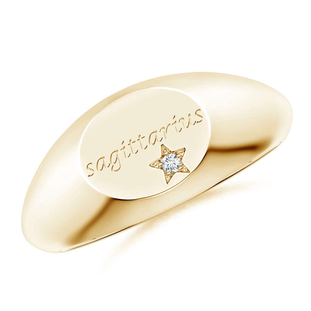 (T 1/2, 14ct Yellow Gold) Angara Lab-Grown-Diamond Sagittarius Engraved Signet Ring for Women-image-OPC-PGHNQ2B-NEW