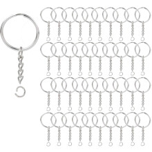 KANSPHY 100 Pack Sleutelhangers met Ketting en Open Jump, 1 inch Split Ronde Sleutelhangers