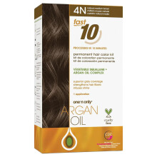 One 'n Only Argan Oil Fast 10 Permanent Hair Color Kit 4N Natural Medium Brown Grey Hair Coverage in 10 Minutes Hilft bei der Aufrechterhaltung des n