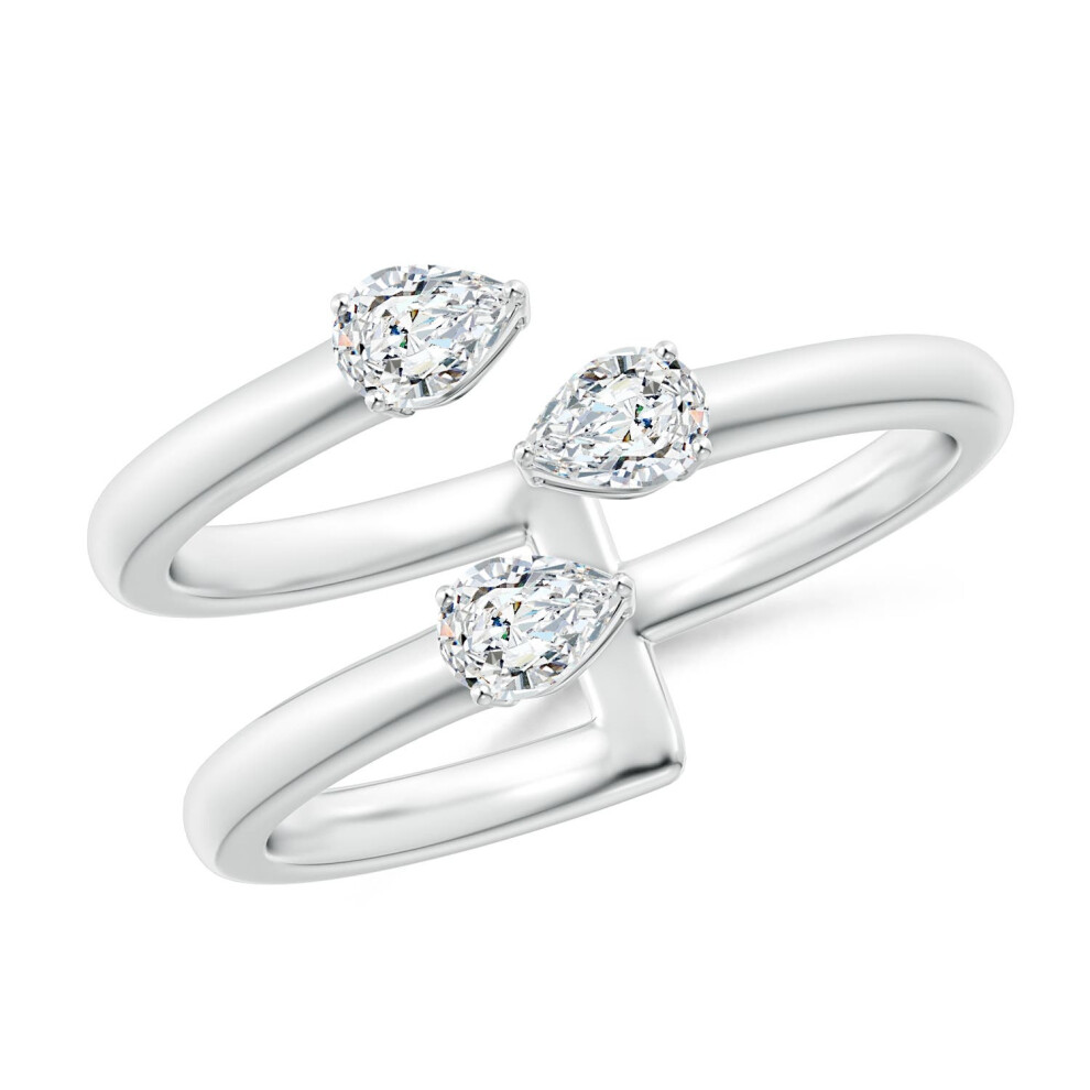 (O 1/2, 9ct White Gold) Angara Lab-Grown-Pear-Shaped Diamond Three Stone Open Ring for Women-image-OPC-PGHNZWF-NEW