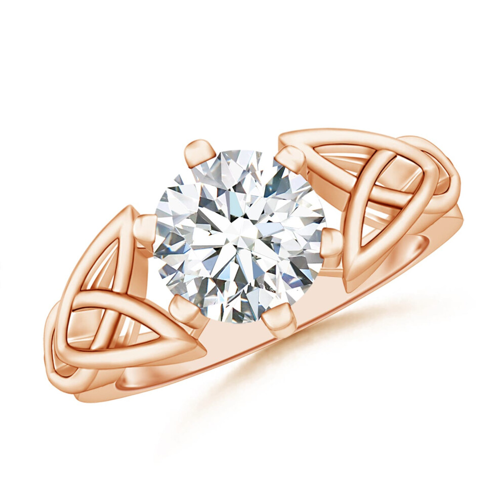 (P 1/2, 14ct Rose Gold) Angara Lab-Grown Solitaire Round Diamond Celtic Knot Ring for Women-image-OPC-PGHP9HG-NEW