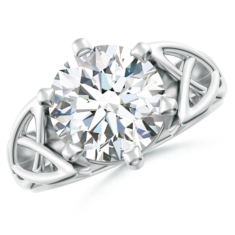 (M 1/2, 9ct White Gold) Angara Lab-Grown Solitaire Round Diamond Celtic Knot Ring for Women-image-OPC-PGHP9SP-NEW