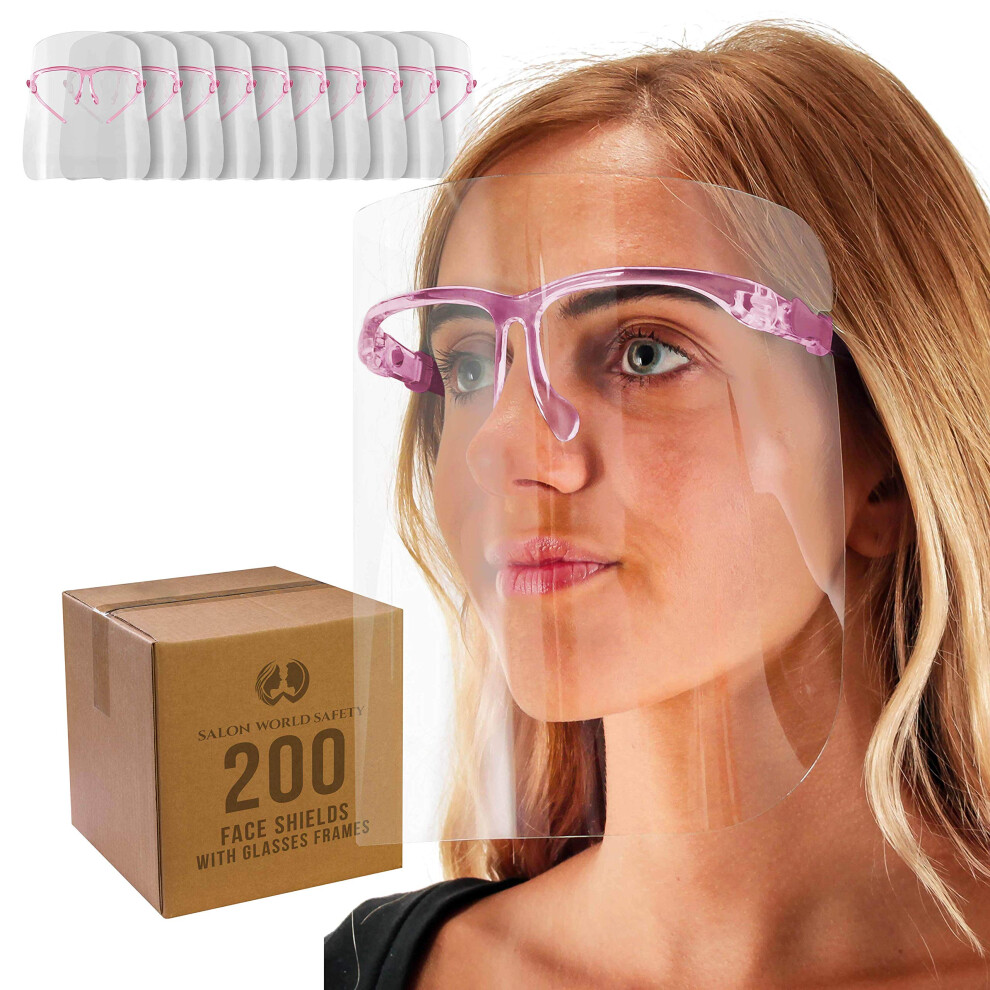 Tcp Global Salon World Safety Face Shields With Pink Glasses Frames Case Of 200 Ultra Clear Protective Full Face Shields To 848849062113