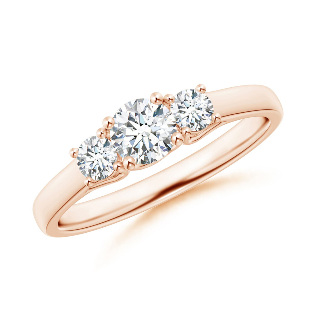 (R 1/2, 9ct Rose Gold) Angara Lab-Grown-Three Stone Round Diamond Trellis Engagement Ring for Women-image-OPC-PGHPCNQ-NEW