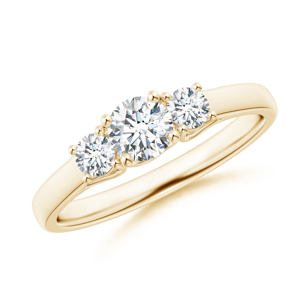 (R 1/2, 9ct Yellow Gold) Angara Lab-Grown-Three Stone Round Diamond Trellis Engagement Ring for Women-image-OPC-PGHPCWP-NEW