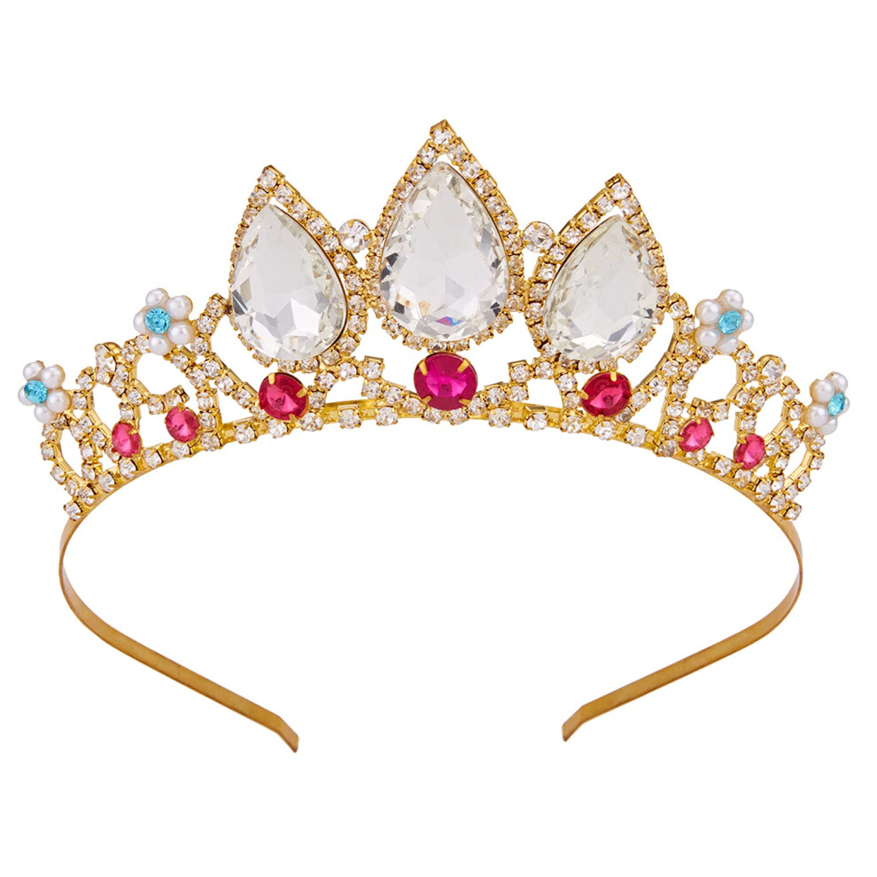 Princesse Peach Couronne Raiponce Costume pour Femmes Filles Tiare - Vofler Tangled Sir   ne Anna Or Rose Cristal Fleur Accessoires de Cheveux pour