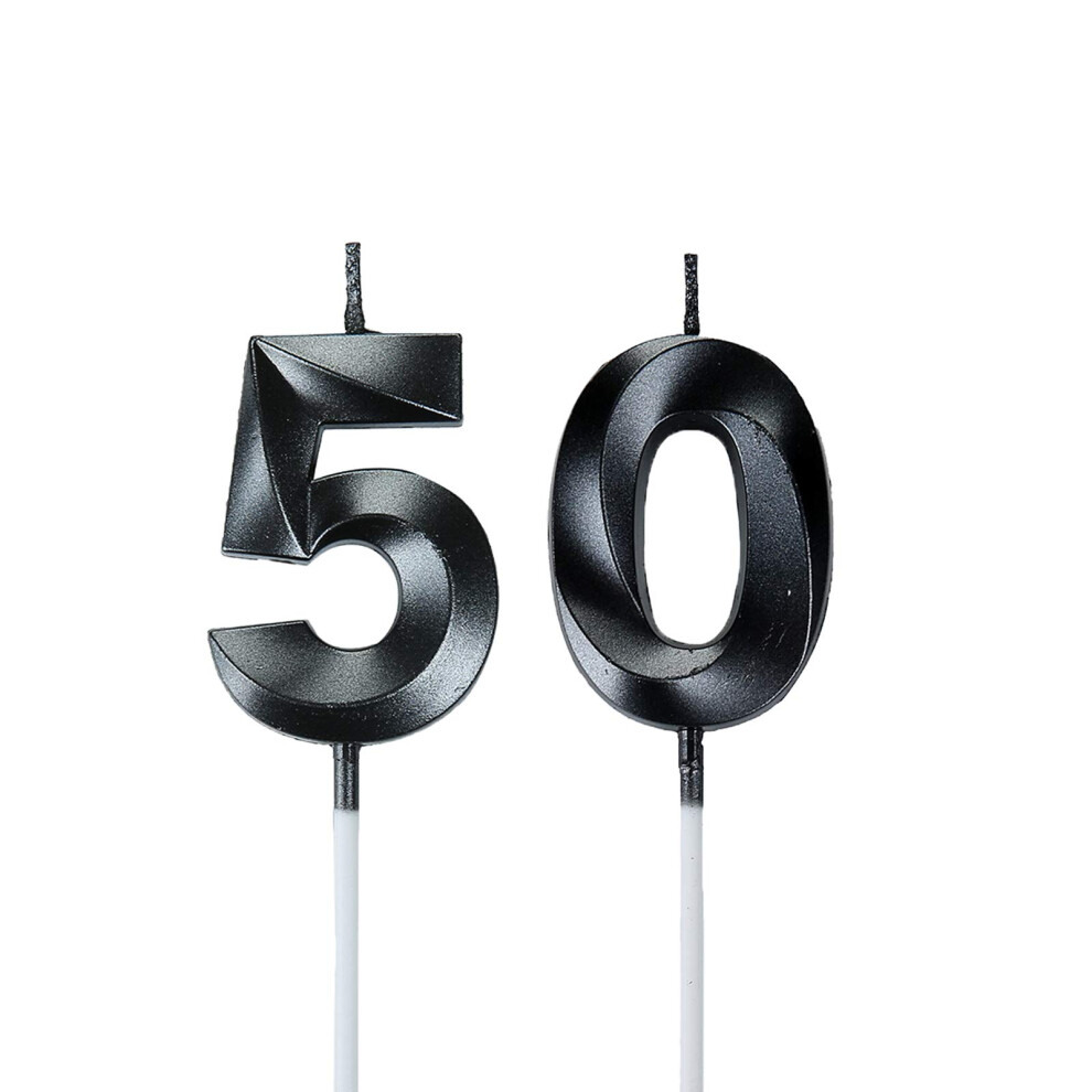 Bailym Men's Black 50Th Birthday Candles Number 50 Cake Topper For Birthday Decorations Party Decoration