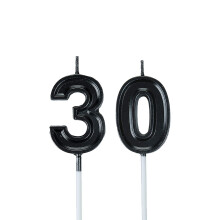 Bailym sorte 30 ?rs f?dselsdagslys nummer 30 kage topper til m?nd F?dselsdagspynt Festdekoration