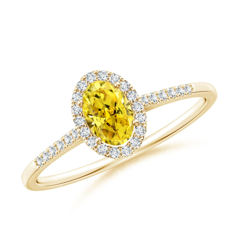 (M 1/2, 14ct Yellow Gold) Angara Oval Lab-Grown Fancy Intense Yellow Diamond Halo Ring for Women-image-OPC-PGHPKZY-NEW