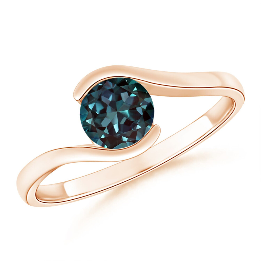 (J 1/2, 14ct Rose Gold) Angara Semi Bezel-Set Solitaire Round Lab-Grown Alexandrite Bypass Ring for Women-image-OPC-PGHPNX5-NEW