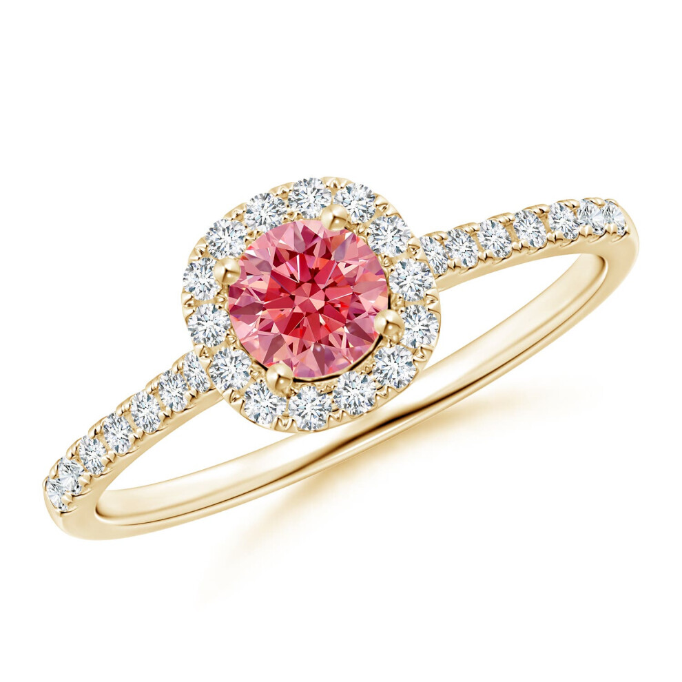 (J 1/2, 9ct Yellow Gold) Angara Round Lab-Grown Fancy Intense Pink Diamond Halo Ring with Accents for Women-image-OPC-PGHPPZ9-NEW