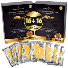 24K gouden onderooglapjes Oogmasker Ooglapjes voor gezwollen ogen en donkere kringen Oogmaskers Huidverzorging (32 paar, verpakking van 2 dozen)