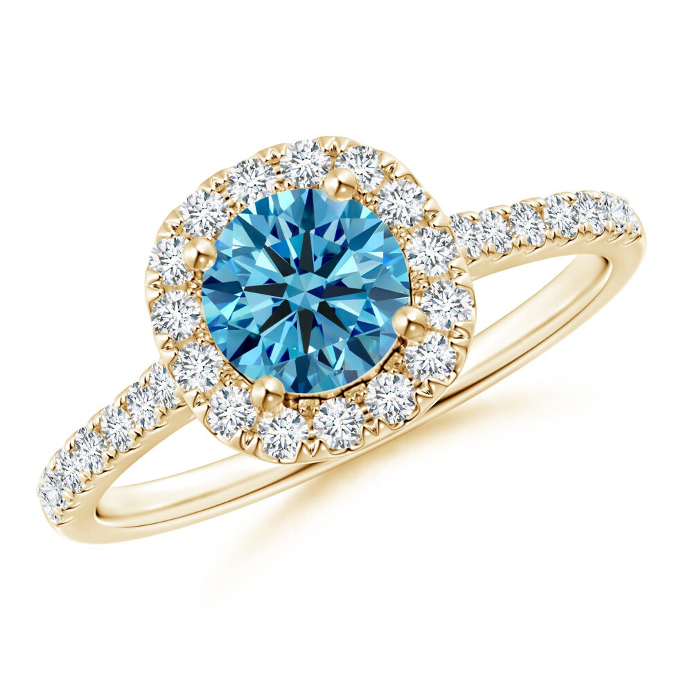 (R 1/2, 14ct Yellow Gold) Angara Round Lab-Grown Fancy Intense Blue Diamond Halo Ring with Accents for Women-image-OPC-PGHPRNR-NEW