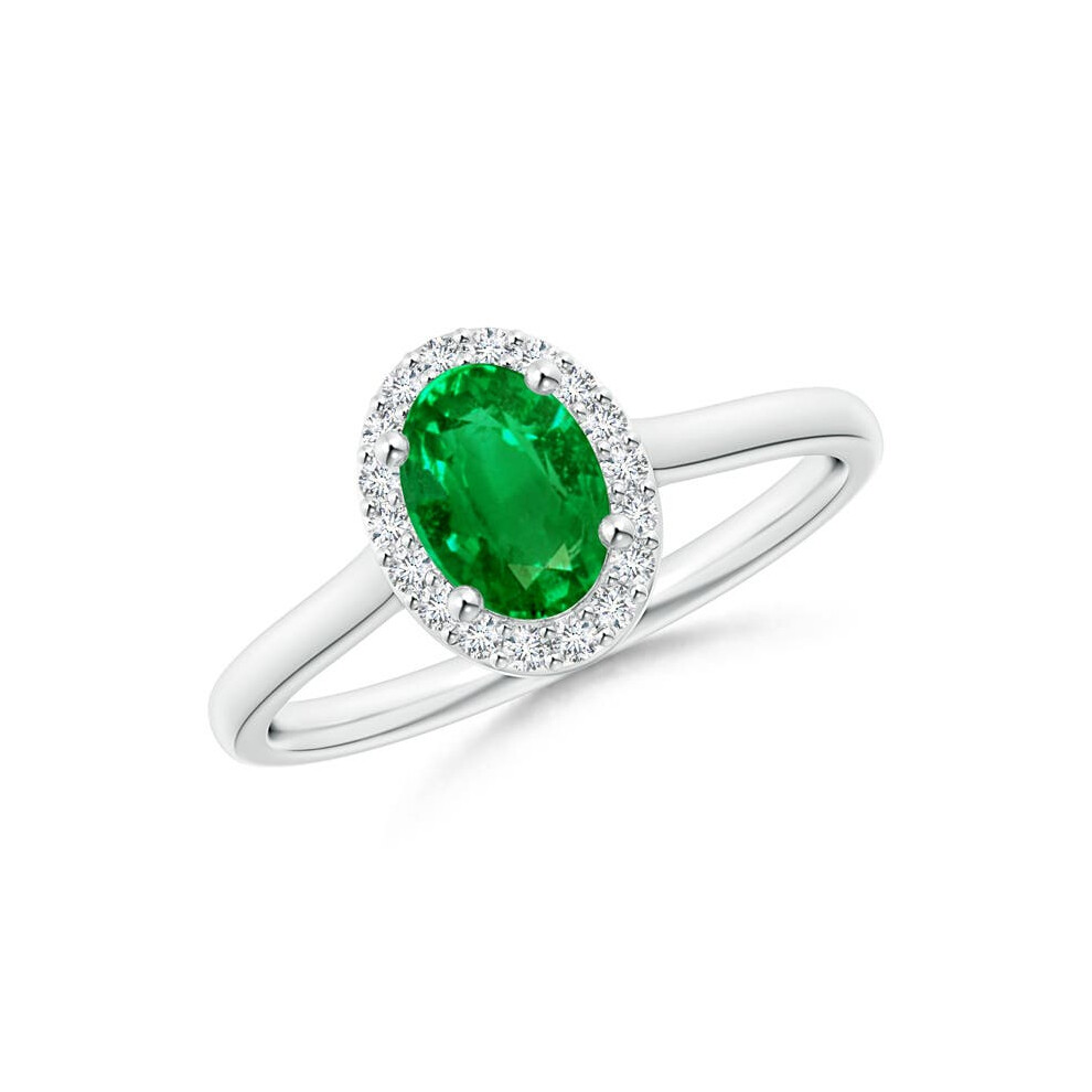 (P 1/2, 9ct White Gold) Angara Prong-Set Oval Lab-Grown Emerald and Diamond Halo Engagement Ring for Women-image-OPC-PGHPTSN-NEW
