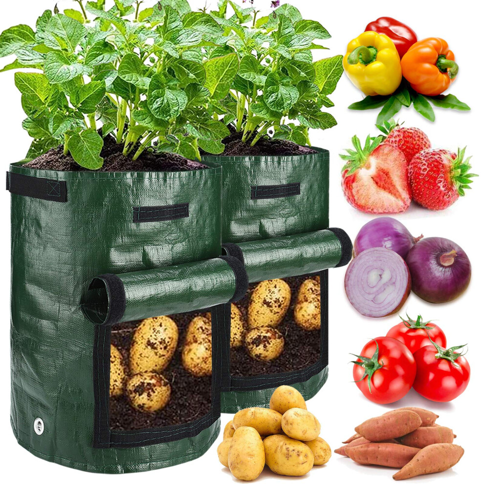 Jjgoo 2Er-Pack 10 Gallonen Garten-Kartoffel-AnzuchtsäCke Mit Klappe Und Griffen, BelüFtungsstoff-PflanztöPfe, Robuste KartoffelpflanzgefäßE, Gart-image