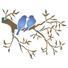 Schablonen f   r W   nde: Love Birds Schablone 8,5 x 6,5 Zoll (M) - Love Bird auf einer Astwand