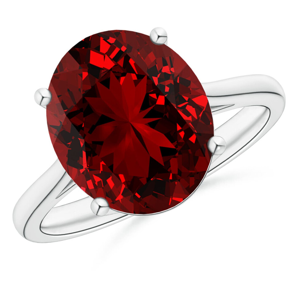 (J 1/2, 9ct White Gold) Angara Lab-Grown Oval Solitaire Ruby Cocktail Ring for Women-image-OPC-PGHPWHX-NEW