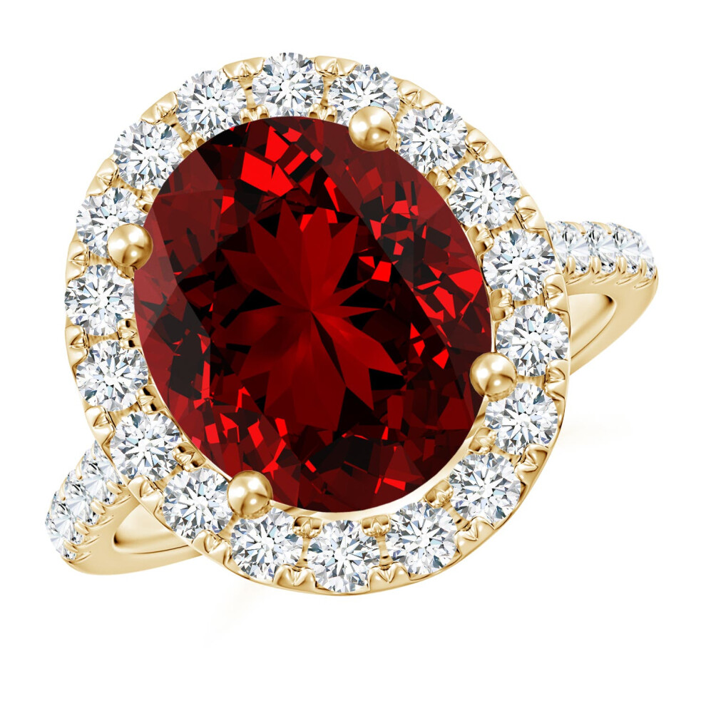 (T 1/2, 9ct Yellow Gold) Angara Lab-Grown Oval Ruby Halo Ring with Lab Diamond Accents for Women-image-OPC-PGHPYJ5-NEW