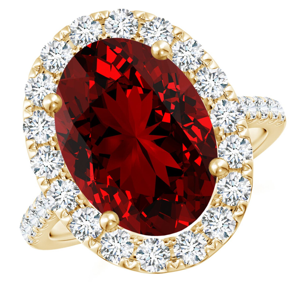 (J 1/2, 9ct Yellow Gold) Angara Lab-Grown Oval Ruby Halo Ring with Lab Diamond Accents for Women-image-OPC-PGHPYJ6-NEW