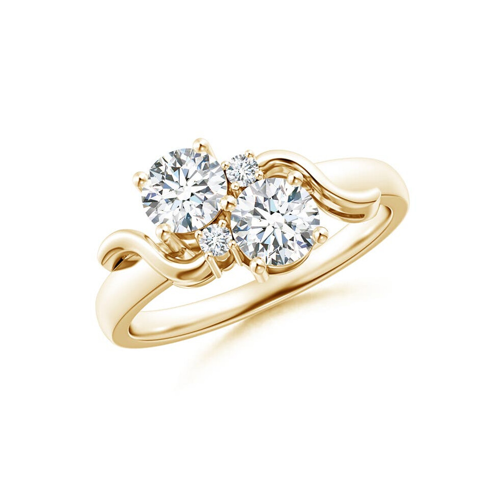 (P 1/2, 9ct Yellow Gold) Angara Lab-Grown-Vintage Style Two Stone Diamond Swirl Ring for Women-image-OPC-PGHQ2H8-NEW