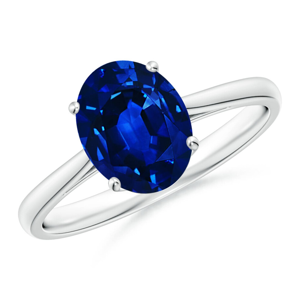 (L 1/2, 14ct White Gold) Angara Oval Solitaire Lab-Grown Blue Sapphire Engagement Ring for Women-image-OPC-PGHQ2PH-NEW