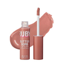 Ruby Kisses Lip Gloss Butter Bomb Gloss Niet-plakkerige lipgloss Vitamine E Natuurlijke nude lippenmake-up - 7,8 ml (0,26 US fl.oz) (Nude)