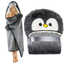 Penguin Wearable Kapuzendecke fr Erwachsene - Fuzzy super weiches warmes, gemtliches Plschflanell -Fleece & Sherpa Hoodie Wurf Cloak Wrap - Pe